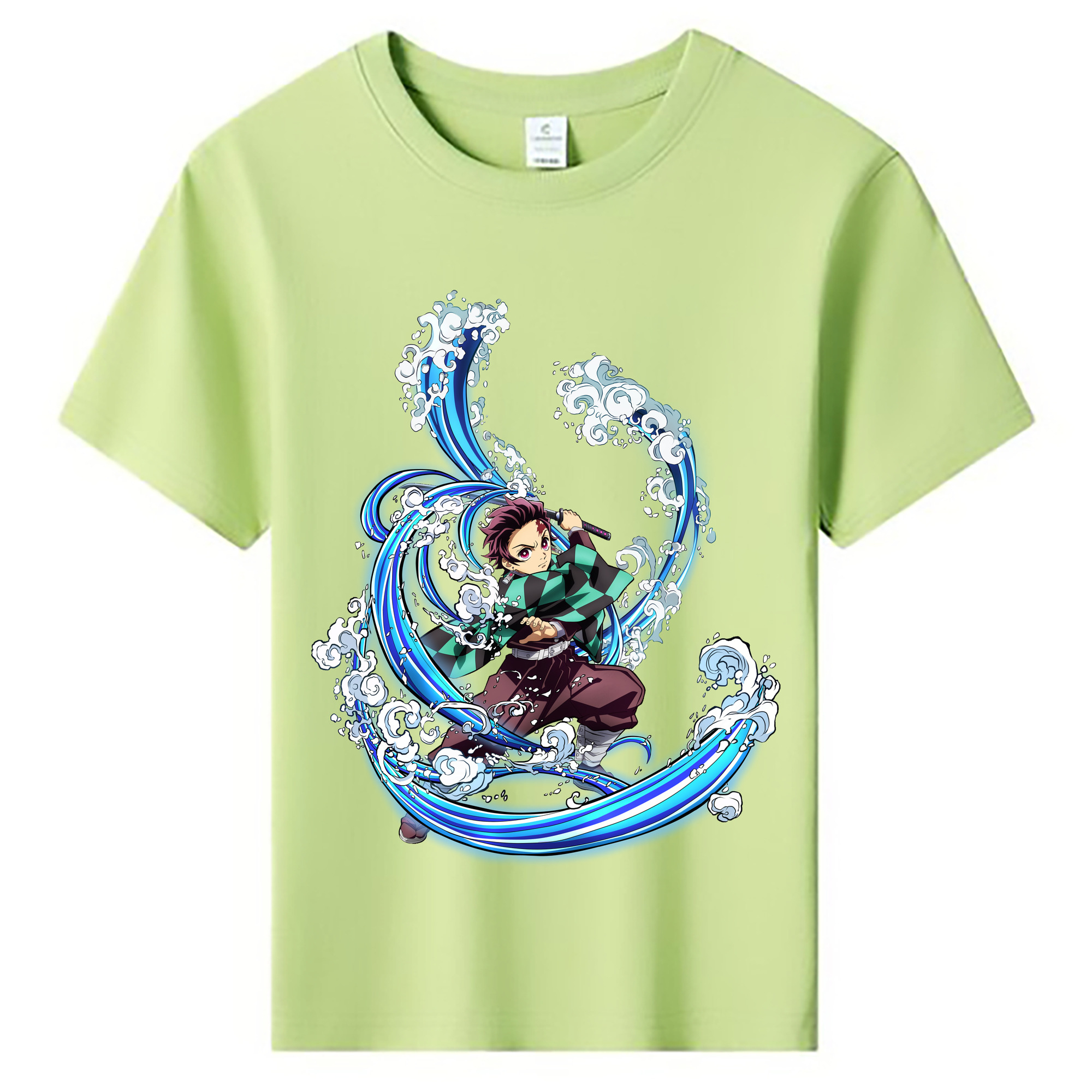（画像用） 鬼滅の刃 竈門 炭治郎／かまど たんじろう Kamado Tanjirou 綿100％キッズTシャツ（フロントプリント）